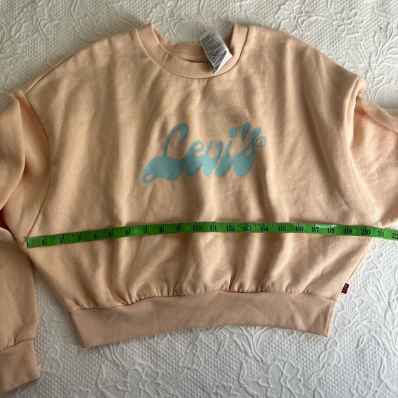 Levi’s cropped sweatshirt peach pink gray script XS excellent! - Picture 5 of 7
